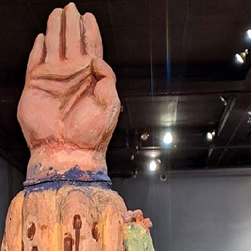 Roxana Rodriguez, Indispensable Creator, ceramic, 3 ft tall sculpture, 2019. SEE ARTIST STATEMENT BELOW.